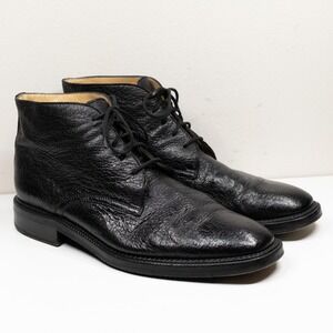 GRAVATTI Peccary Leather Lace Up Chukka Boots Italian Black 15950 Mens Sz 10.5